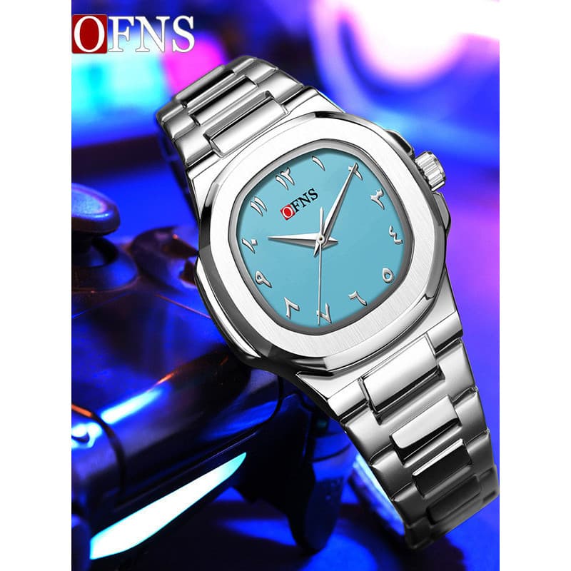 OFNS marca quadrada pulseira de aço relógio de pulso moda masculina negócios relógio Commuter criativo Digital à prova d