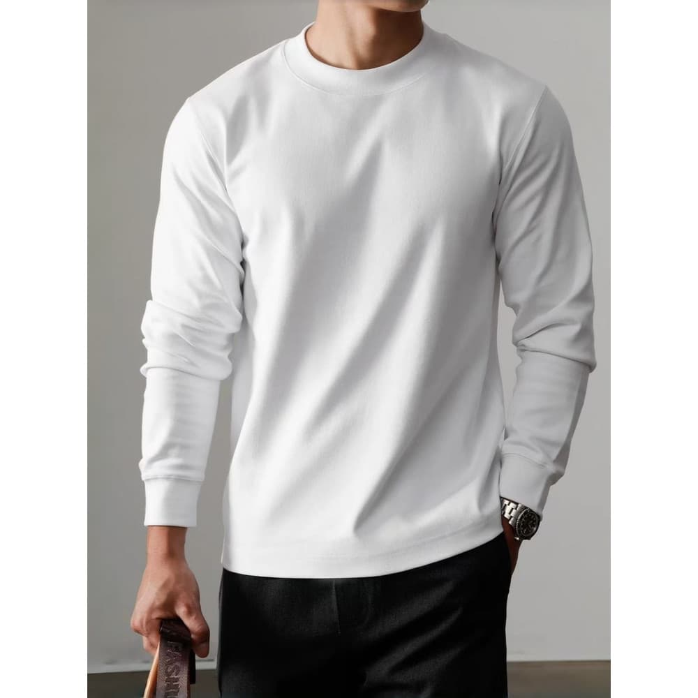 260g camiseta de algodão pesado masculina de manga comprida cor sólida camiseta interna solta topo masculino camisa de f