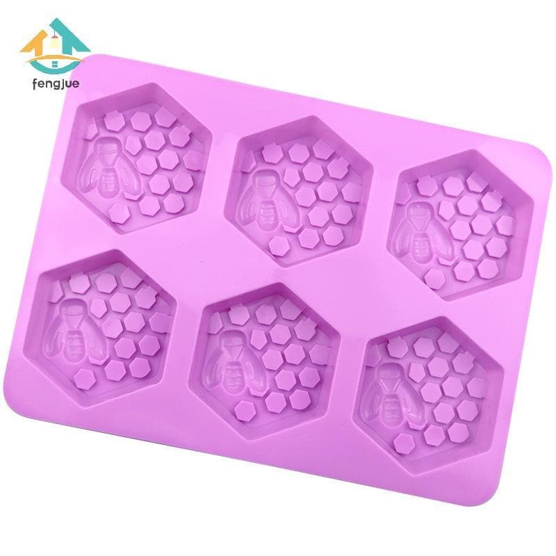 fengjue 3D Sabonete Artesanal Molde De Silicone 6 Peças Forma De Abelha DIY Sabão Caseiro Favo De Mel Bolo TH