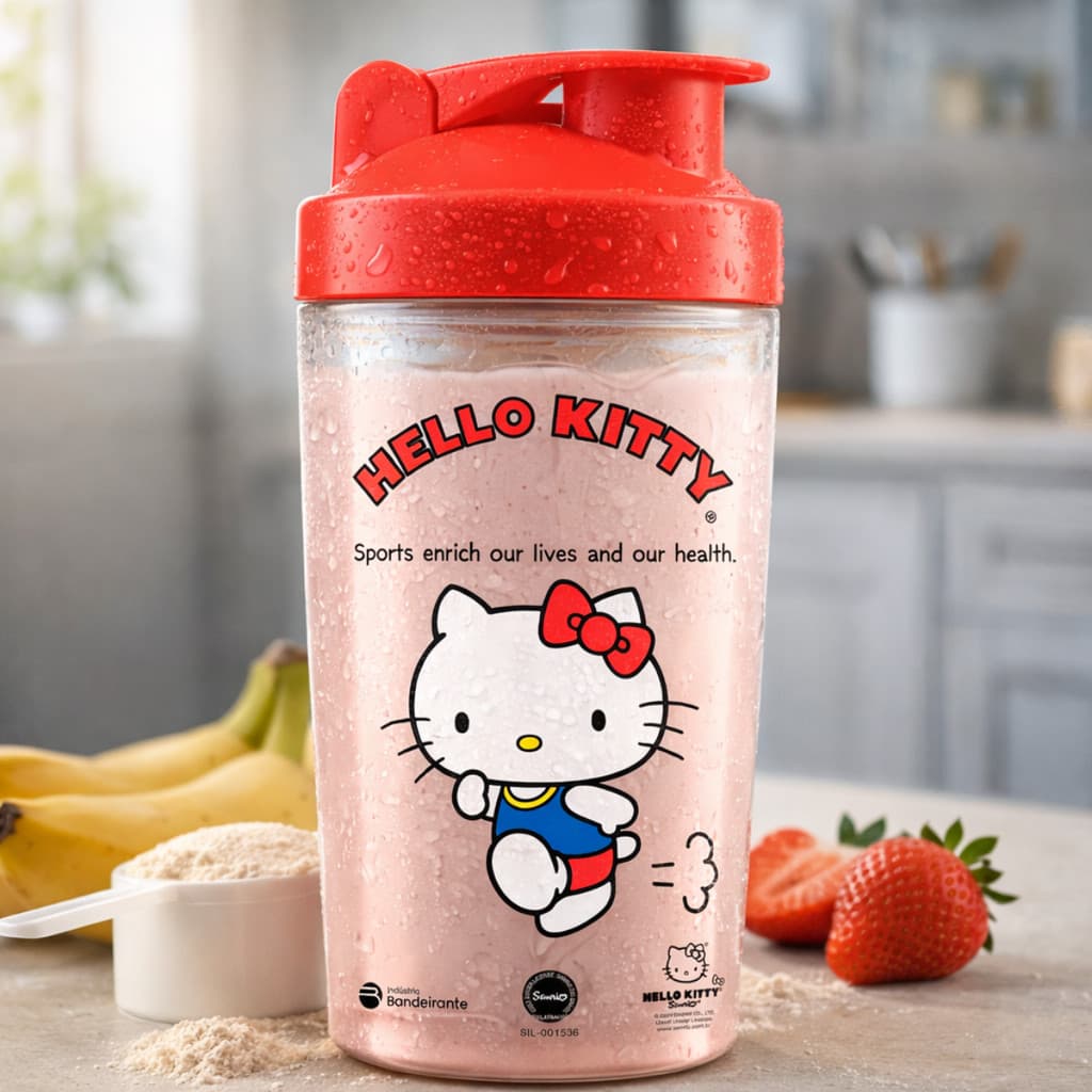 Coqueteleira Shaker Hello Kitty Academia 850Ml Fit Whey Shakeira Garrafa De Academia Com Filtro