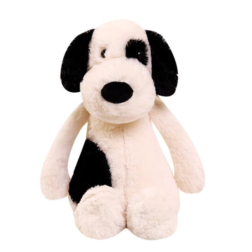 Super Macio Bonito Pirata Manchado Cão Brinquedo De Pelúcia Preto Branco Filhote De Cachorro Boneca Presente De Aniversá