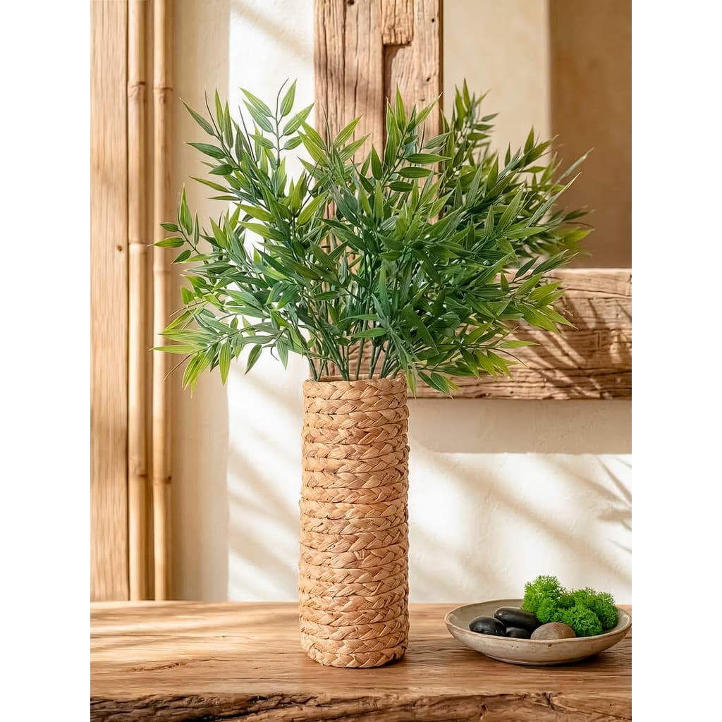 Planta Pendente Artificial Com Vaso De Taboa 60cm Folhagem Verde Decorativa Para Prateleira Nicho Sala Escritório