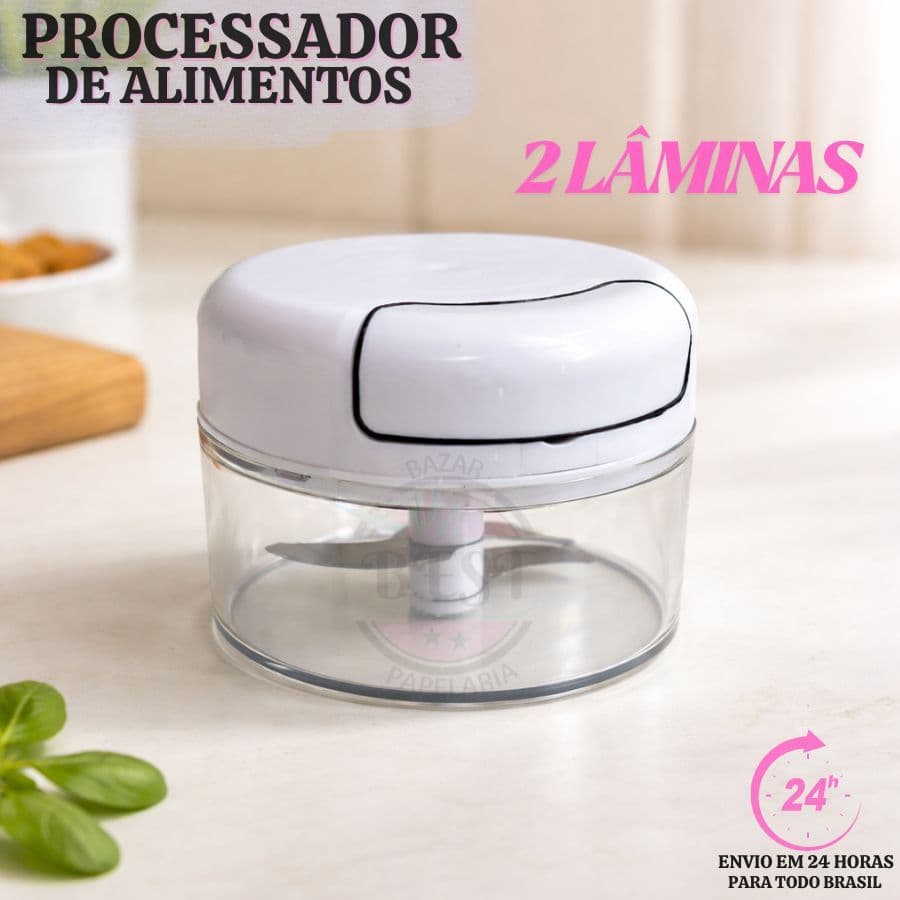 Mini Processador Alimentos 2 peças Manual 02 Lâminas 170ml Cozinha Compacto