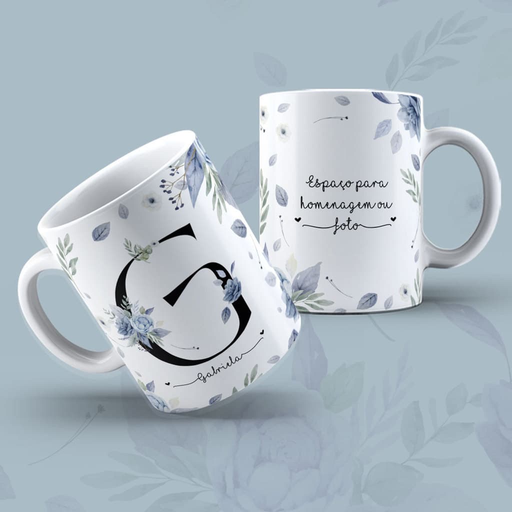 Kit 8 unidades de Caneca Xicara de porcelana personalizada de 325ml