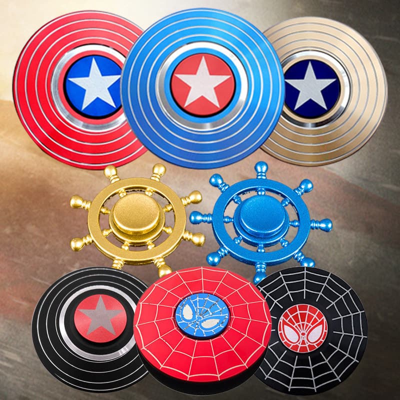 Fidget Spinner de Metal Super-Herói, Spinner de Dedo com Rolamento de Alta Velocidade, Brinquedo Anti-Stress Rotativo de