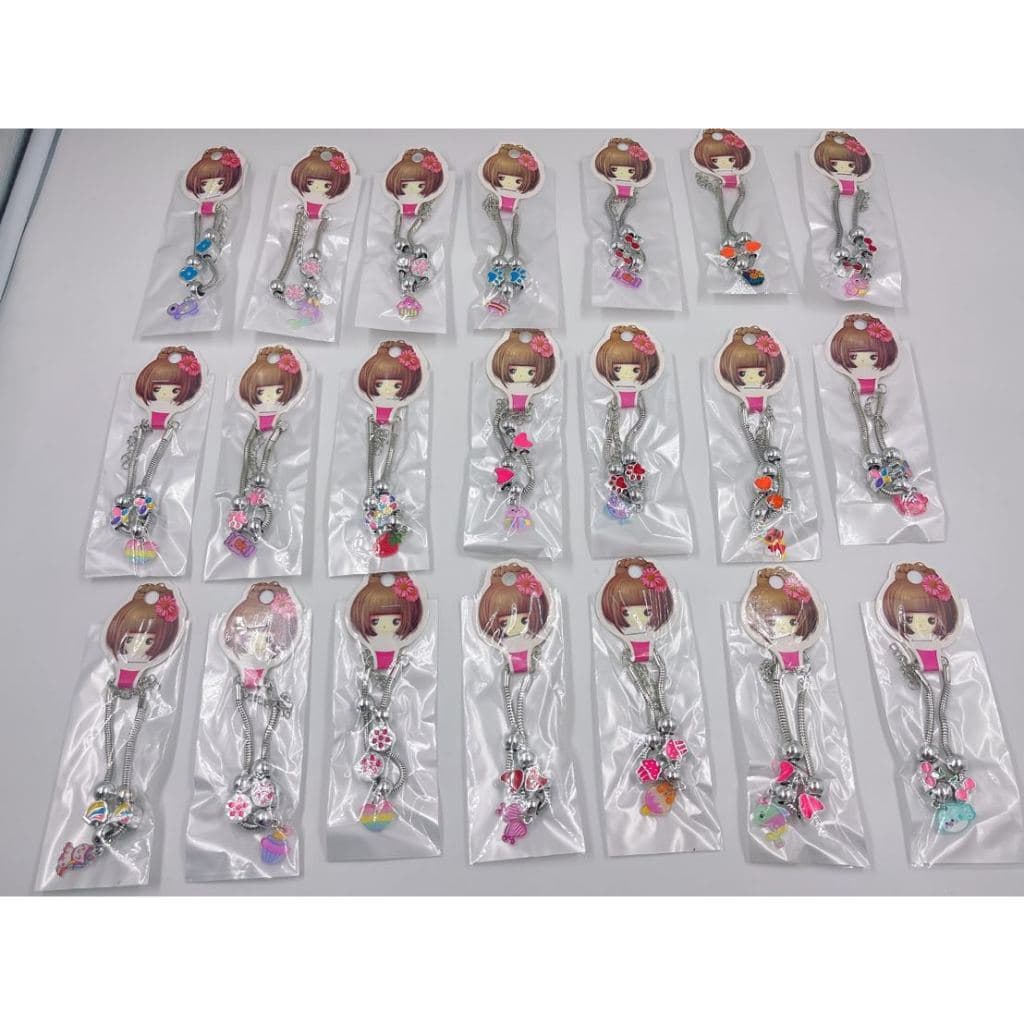 kit 12 Pulseira infantil / adulto com Pingente boneca/fruta/animal Moda atacado