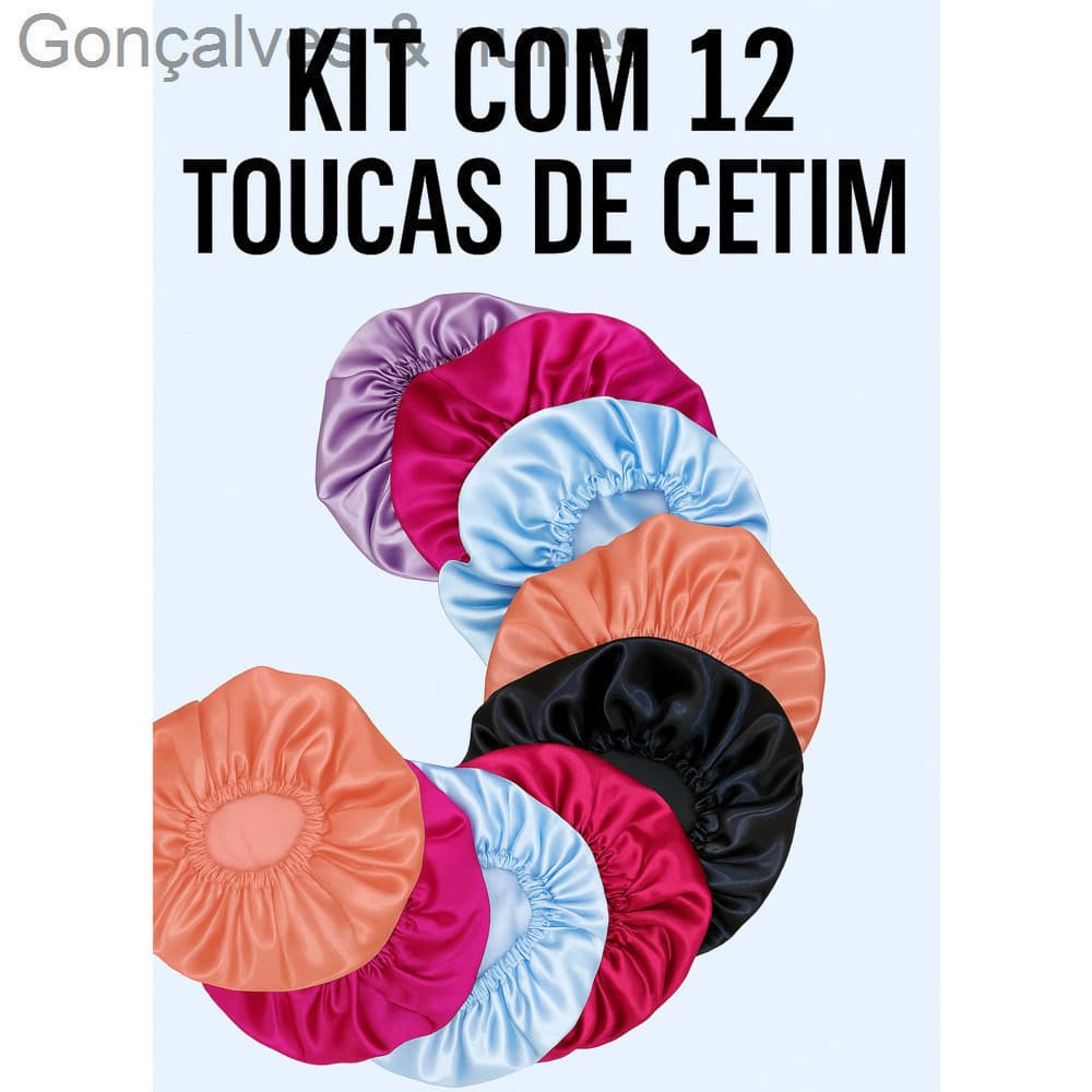 Kit com 12 toucas de cetim antifrizz - Para RevenderI40F