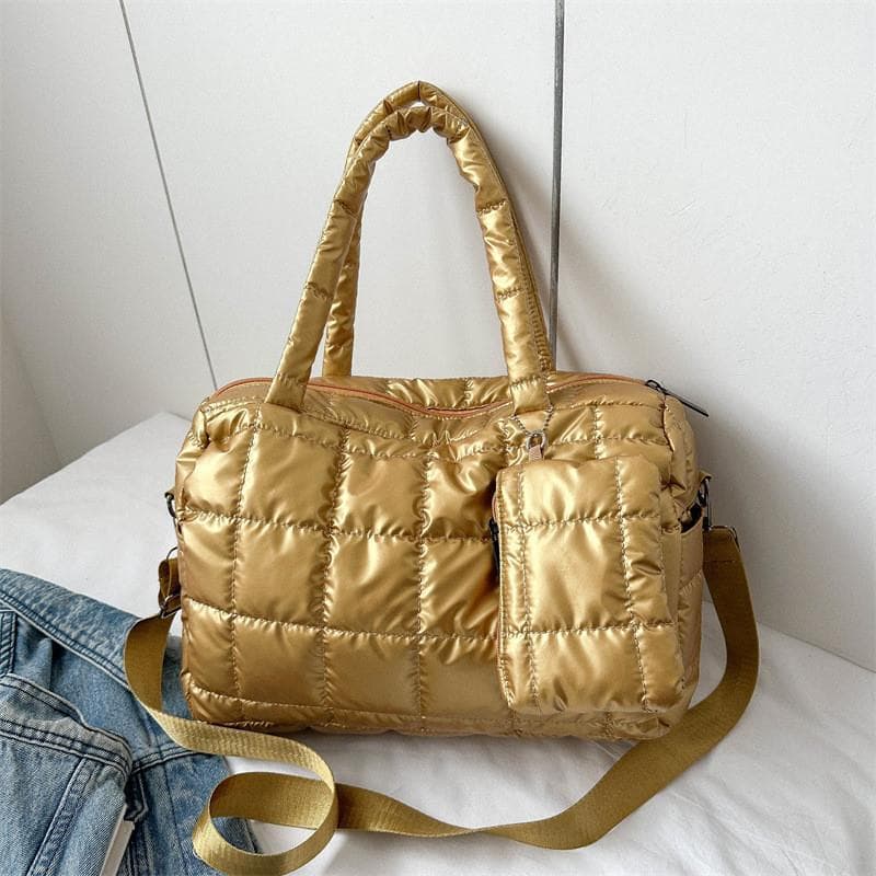Bolsa feminina 2025 novo estilo inverno grande saco grande capacidade Commuter Cross-corpo acolchoado saco passeio moda