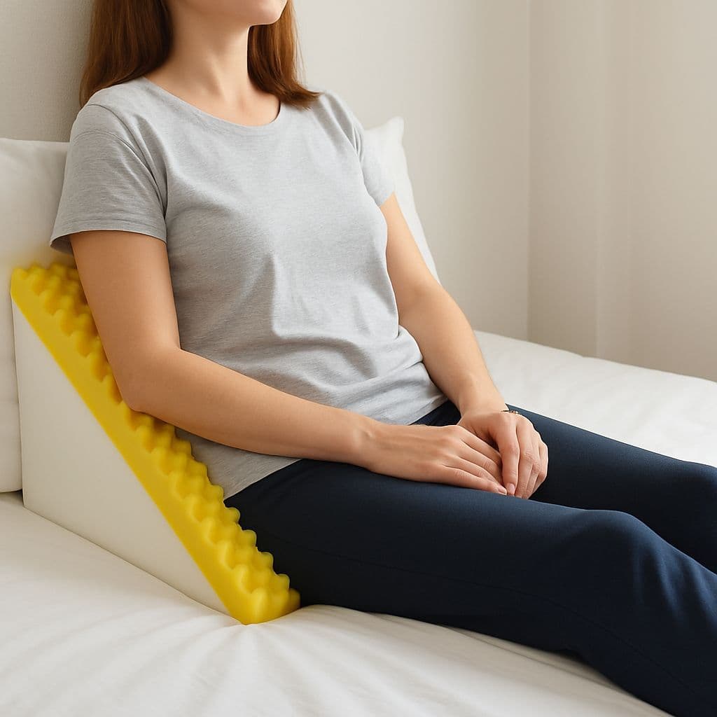 Almofada Triangular Ortopédica Caixa de Ovo – Apoio Postural e Alívio de Pressão para Pacientes com Mobilidade Reduzida
