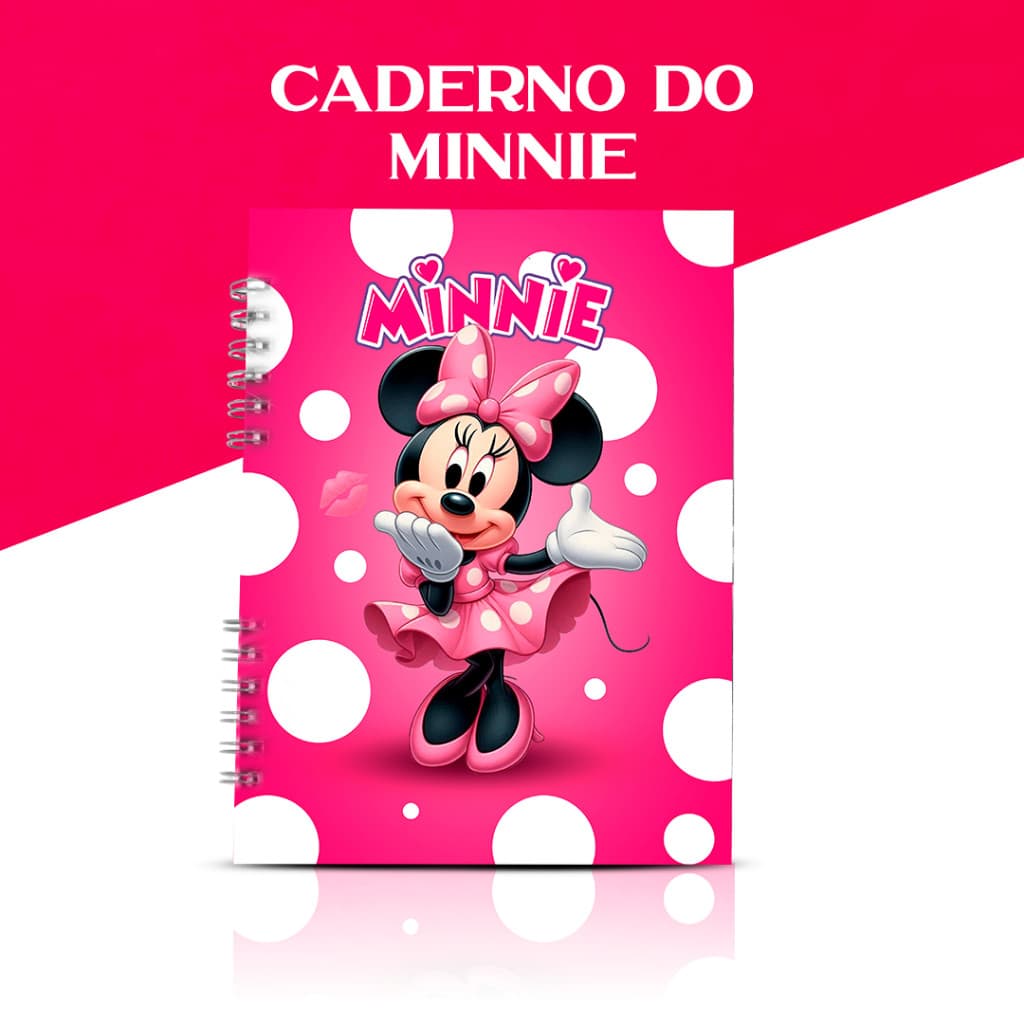 Caderno Escolar Minnie - 1 Matéria - 80 Folhas - Capa Holográfica