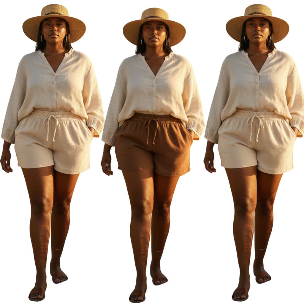 Kit 3 Shorts Feminino Plus Size Confortável Cintura Alta Casual Dia a Dia