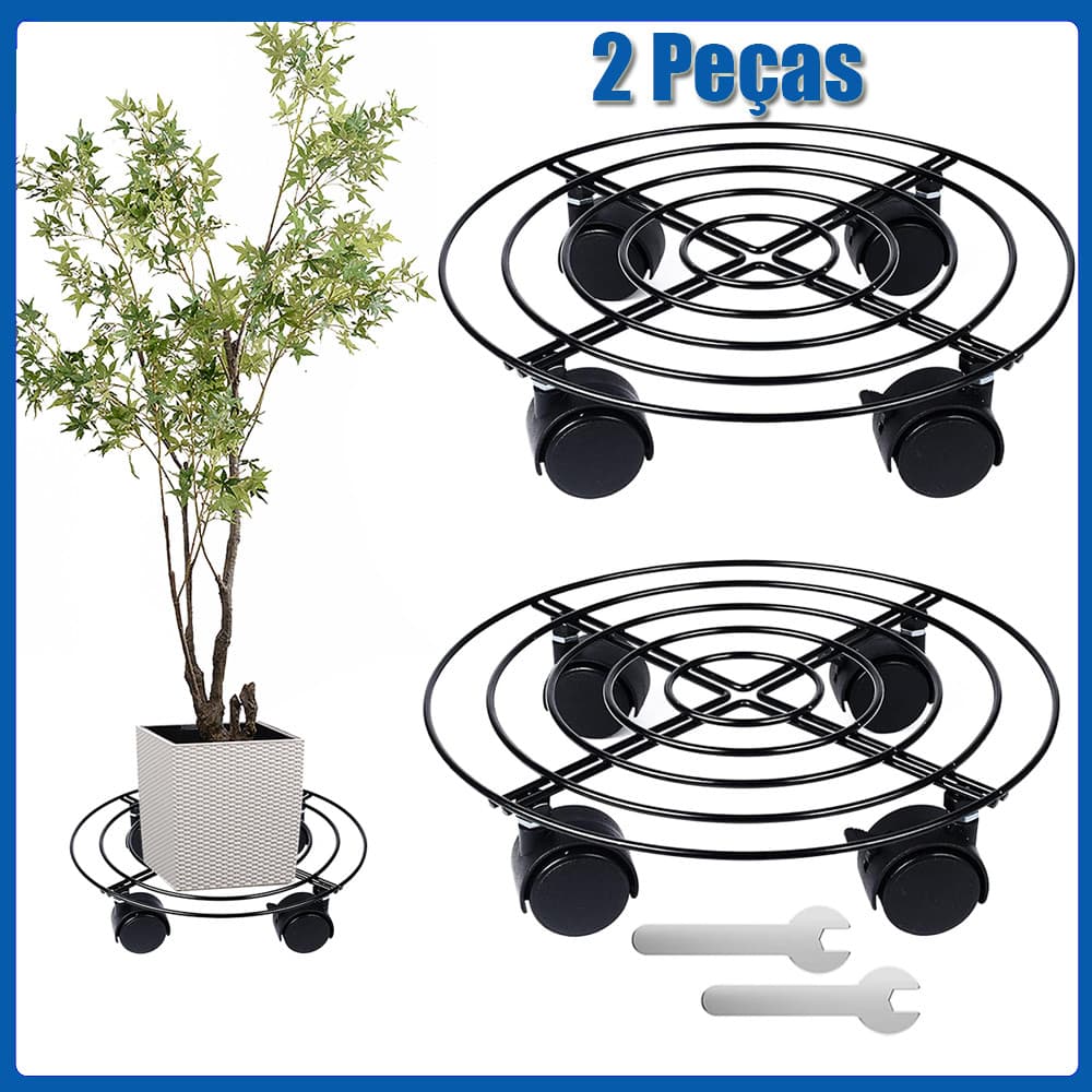 Suporte Para Vaso de planta 27cm Aro Normal Rodas 50KG com Rodinhas 360°