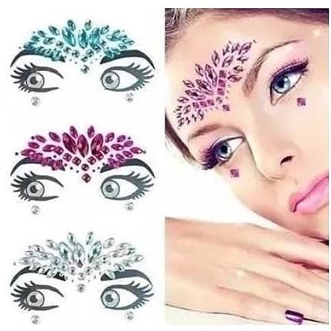 Adesivo Facial com Strass para Carnaval – Adulto e Infantil | Maquiagem Artística | Modelo Aleatório