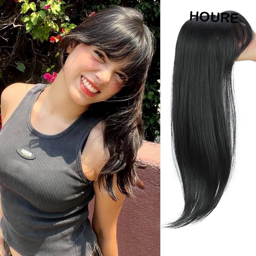 HOURE Topper Hair Com Franja De Cabelo , Clipe Reto Em Toppers Sintético , Aumenta O Volume Do