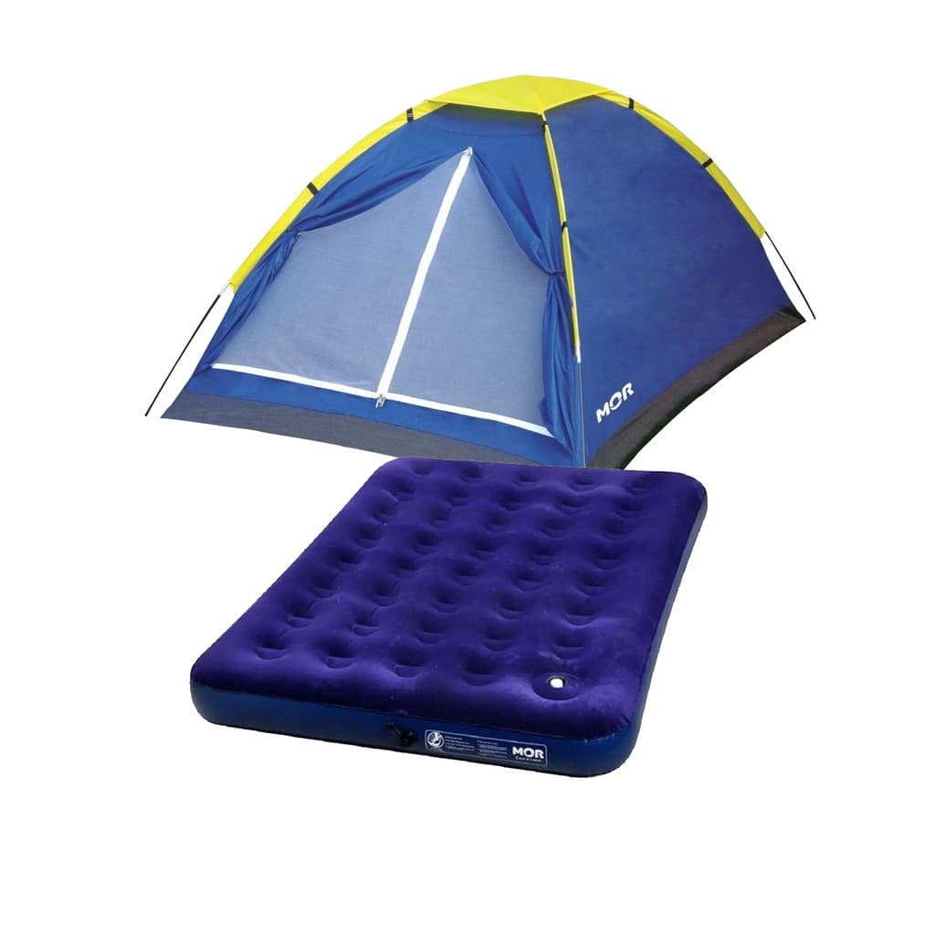 Kit Colchão Inflável de Casal MOR + Barraca para 4 Pessoas Azul MOR