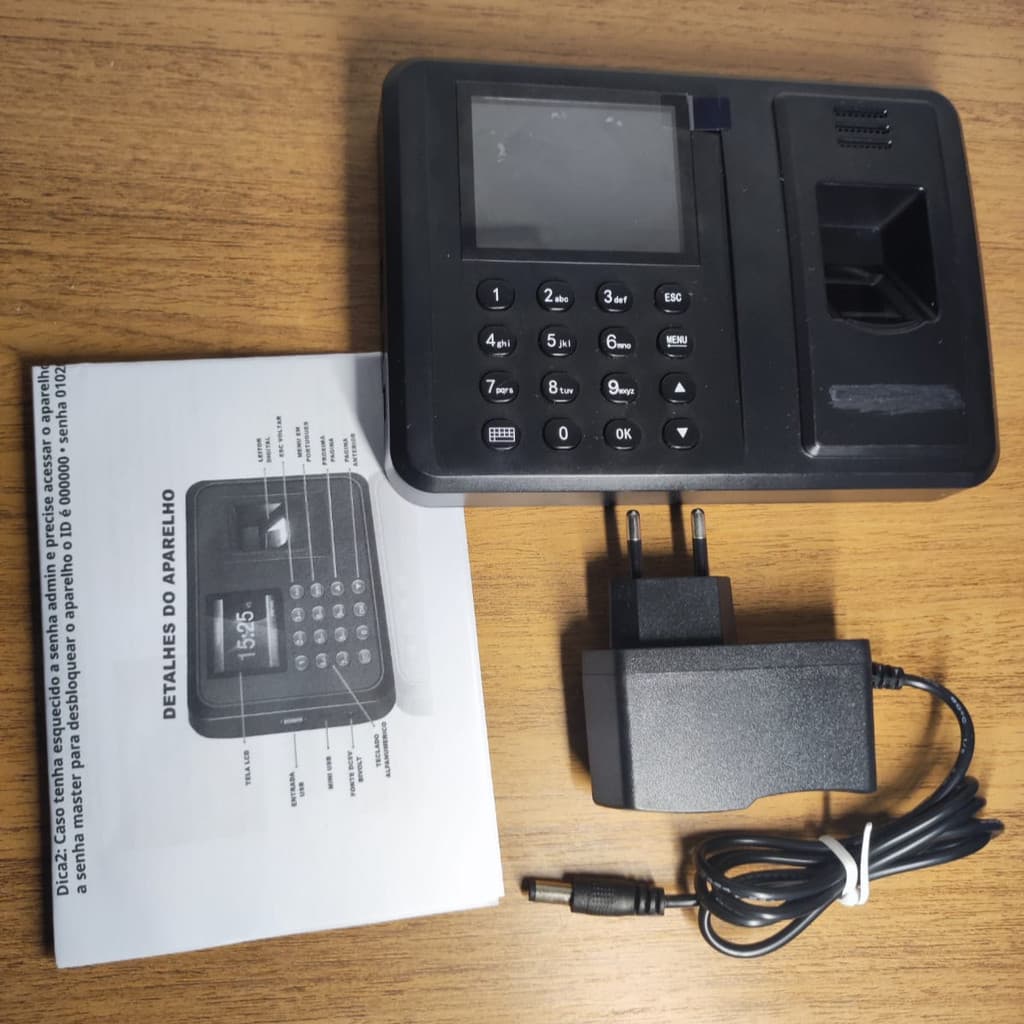 Relógio de Ponto Com Leitor Impressão Digita Usado Acompanha Fonte 5v e Manual