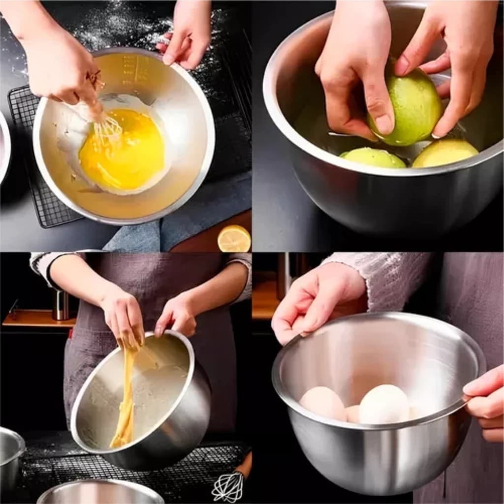 Bacia Inox Mistura 25cm Massa Recheio Cozinha Tigela Alumínio Reforçada Bowl Aço Inoxídavel