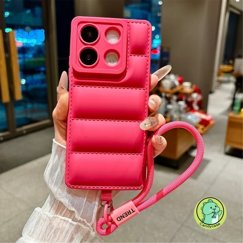 Capa De Jaqueta Com Cordão Para Redmi Note 14 13 Pro Plus Turbo 4 + 5G 4G Fofa Simples Cor Doce Anti-Queda Capas De Tele