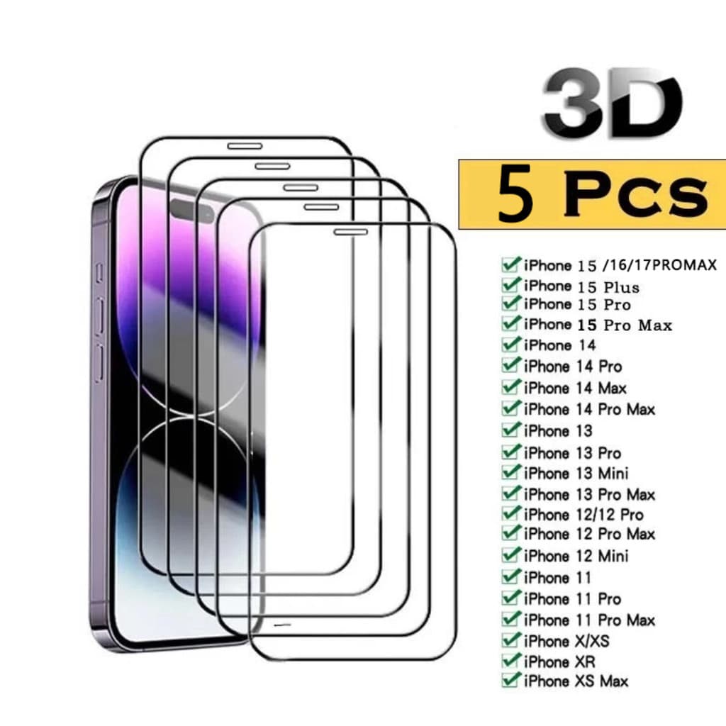 5pcs Película 3d para iPhone com 5 limpeza 11 12 13 14 15 16 17