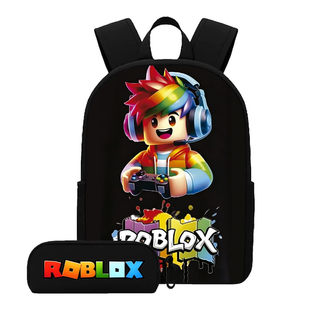 Kit Mochila e Estojo Escolar Tema Roblox Infantil