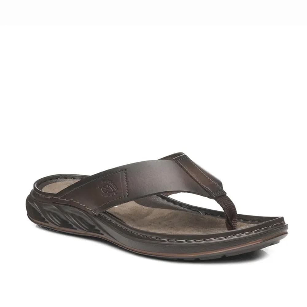 Chinelo Pegada Masculino em Couro Marrom 134103-04