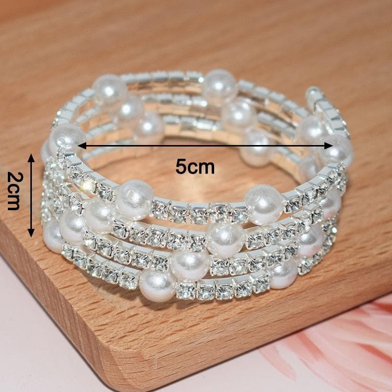 [Treegoodstonesgen] Elegante Pulseira De Pérola De Imitação De Cristal Esticável Para Mulheres Jóias De Noiva