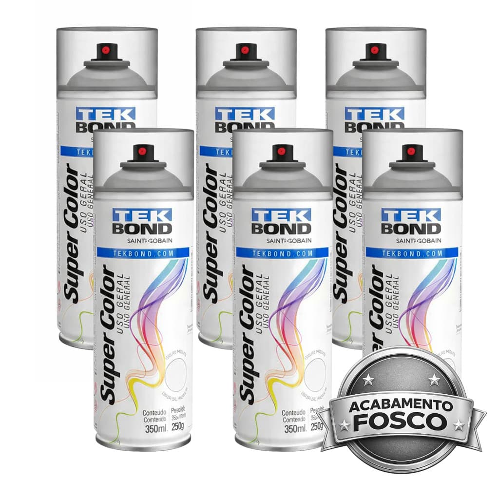 Kit 6 Verniz Fosco Tekbond Spray 350ml Uso Geral Secagem Rápida Acabamento Fosco