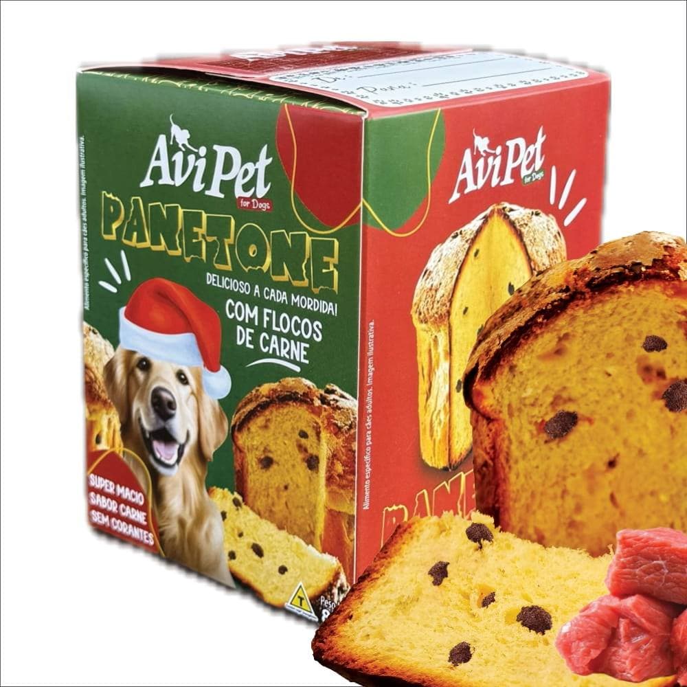 Panetone para Cachorro Gourmet Petisco para Cães Natal Presente 80gr