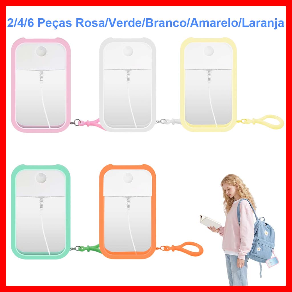 2/4/6 Peças Frasco de spray de cartão com cordão, estojo de silicone portátil ultrafino, perfume, recarregável