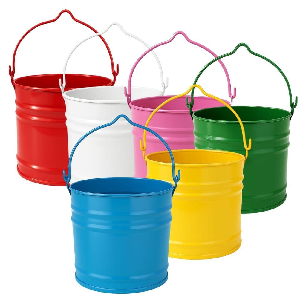 Mini Balde Galvanizado 3 Litros - Colorido para Jardim, Horta e Decoração