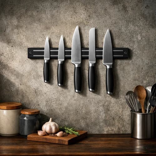 Barra Magnética Porta Facas Suporte Ímã Neodímio Parede Cozinha Organizador Utensílios Ferramentas 33cm