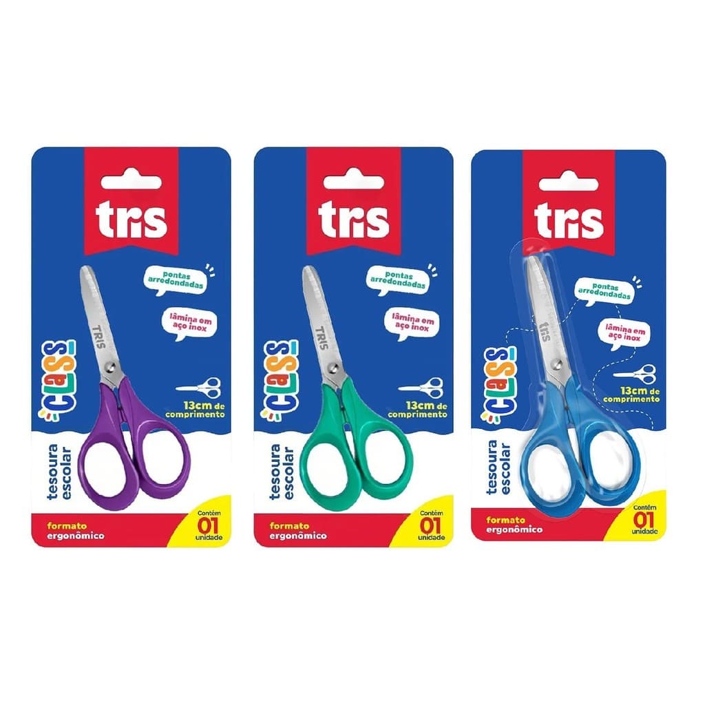 TESOURA ESCOLAR SEM PONTA SUMMIT TRIS CLASS 13CM
