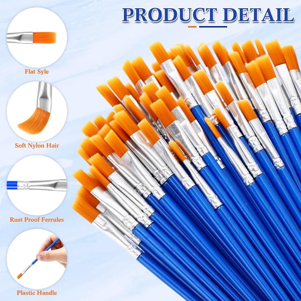 Conjunto De Pincéis De Pintura Profissional (50 Unidades)-Cerdas De Nylon De Vários Tamanhos Para Óleo/Água/Acrílico/Art