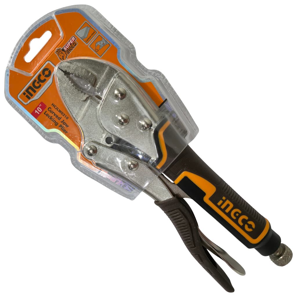 Alicate Pressão 10" INGCO HCJLW0210 250mm Trava Forte Mordente Curvo Alta Resistência Profissional