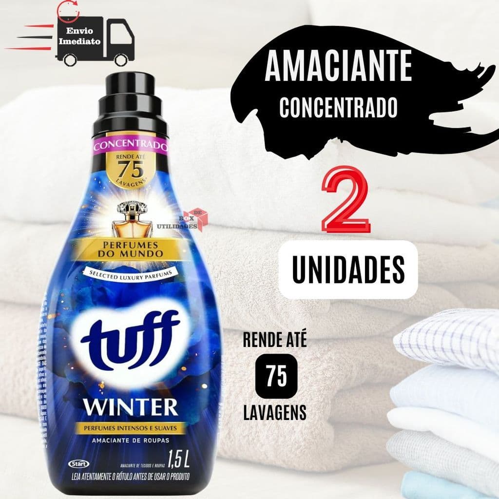Kit 02 Amaciante Concentrado Tuff Winter 75 Lavagens Perfumes do Mundo 1,5 litro 1500ml