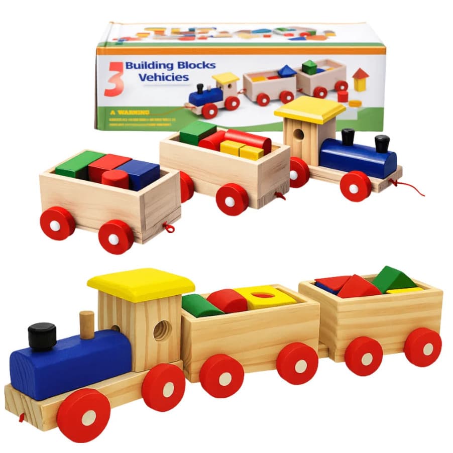 Trenzinho de Madeira Educativo com Blocos Coloridos – Brinquedo Didático Infantil