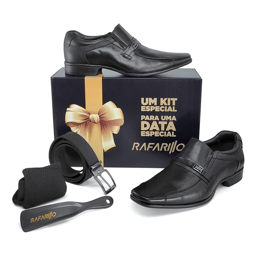 Sapato Social Rafarillo Couro Legítimo Kit 4 Em 1 Masculino