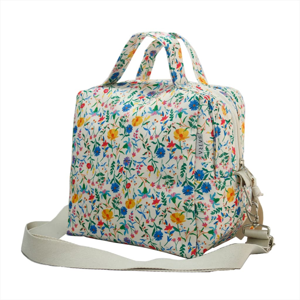 Lancheira Infantil Escolar Sabra Isotérmica Alça Transversal Liberty Floral Bolsa Térmica Resistente