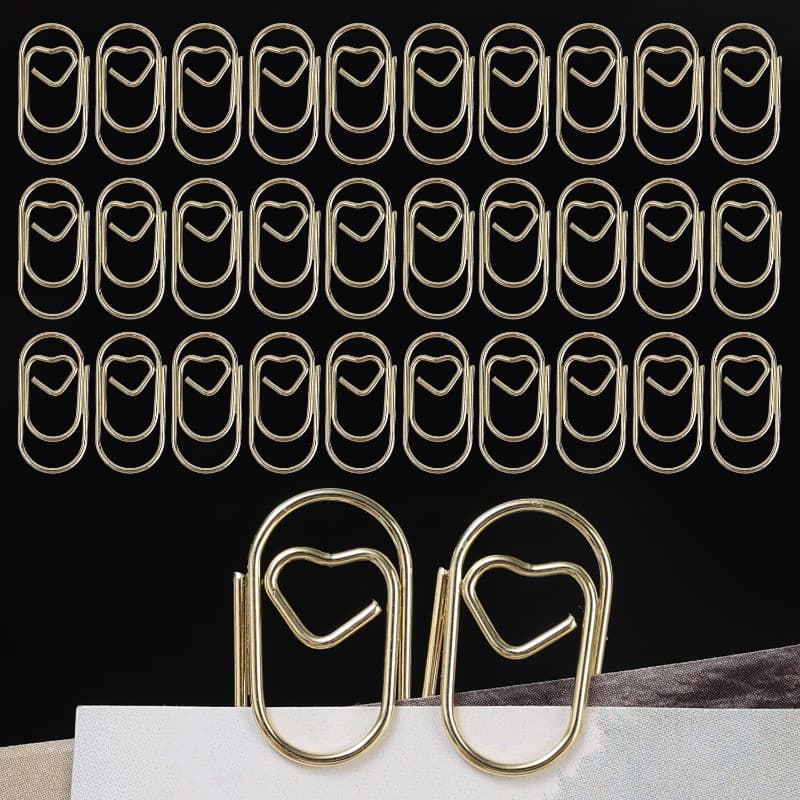 50-200 Peças De Projetos Decorativos Fofos De Artesanato DIY , Clipes De Papel De Coração De Metal Dourado , Mini À Prov