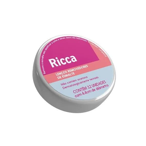 Lenço Umedecido Removedor De Esmalte Com Blister Ricca 32Unidades
