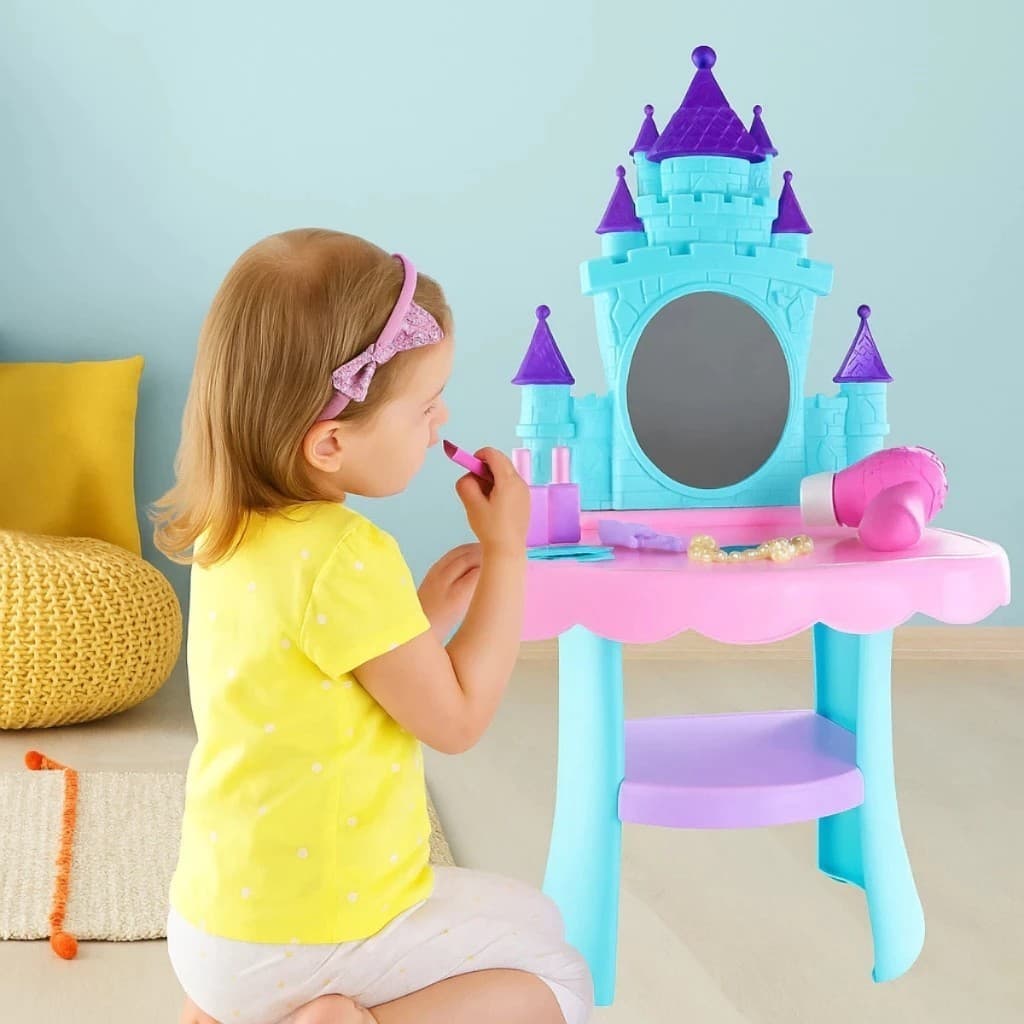 Salão Beleza Brinquedo Penteadeira Infantil Espelho Batom Secador Acessórios Presente Menina