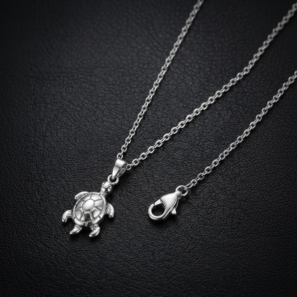 Colar Feminino Tartaruga Prata Aço Inox 42cm Delicado Significado Proteção Presente