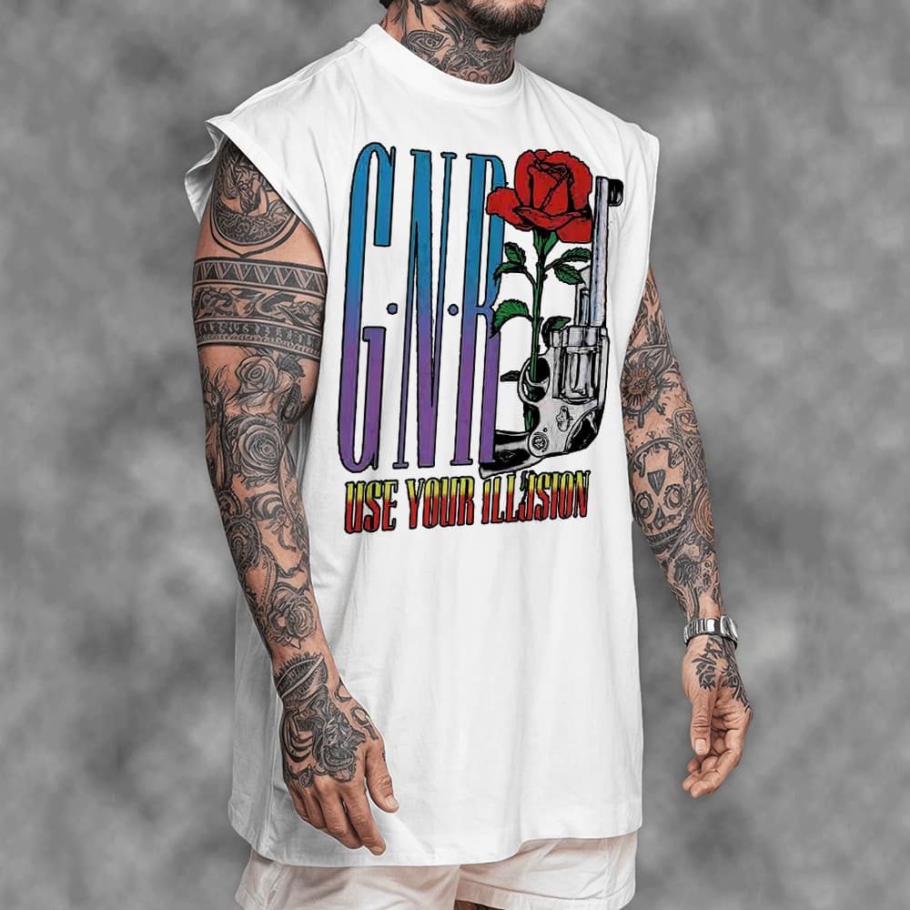 Camiseta Regata Oversized Machão Banda Guns N' Roses Use Your Illusion Rock and Roll Heavy Metal