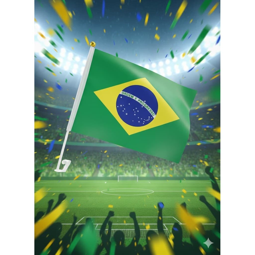 Bandeira Haste 30x40cm Para Carro Torcida Brasil Copa Do Mundo Olimpiadas