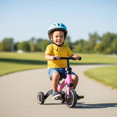 Bicicleta Infantil 3 em 1 Rosa Equilíbrio, Mini Bike e Triciclo até 25kg com Rodas EVA
