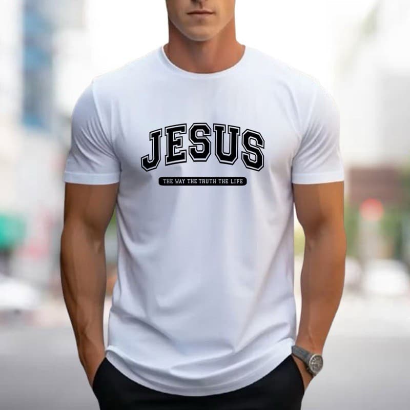 Camiseta Masculina Cristã Jesus – Religiosa, Casual, Confortável e Premium