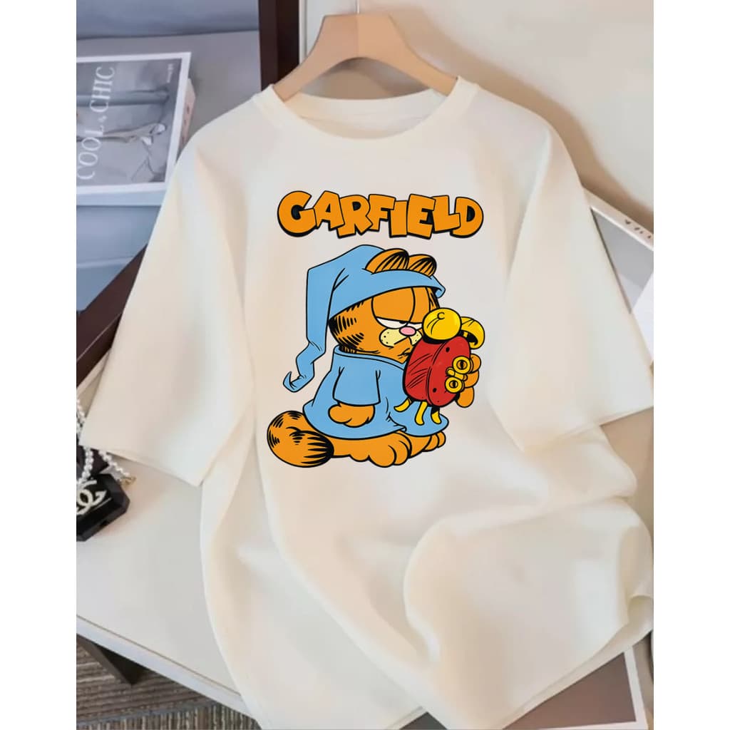 Camiseta Feminina 100% Algodão Garfild Sono Fofo Treino Academia Musculação Fitness Oversized