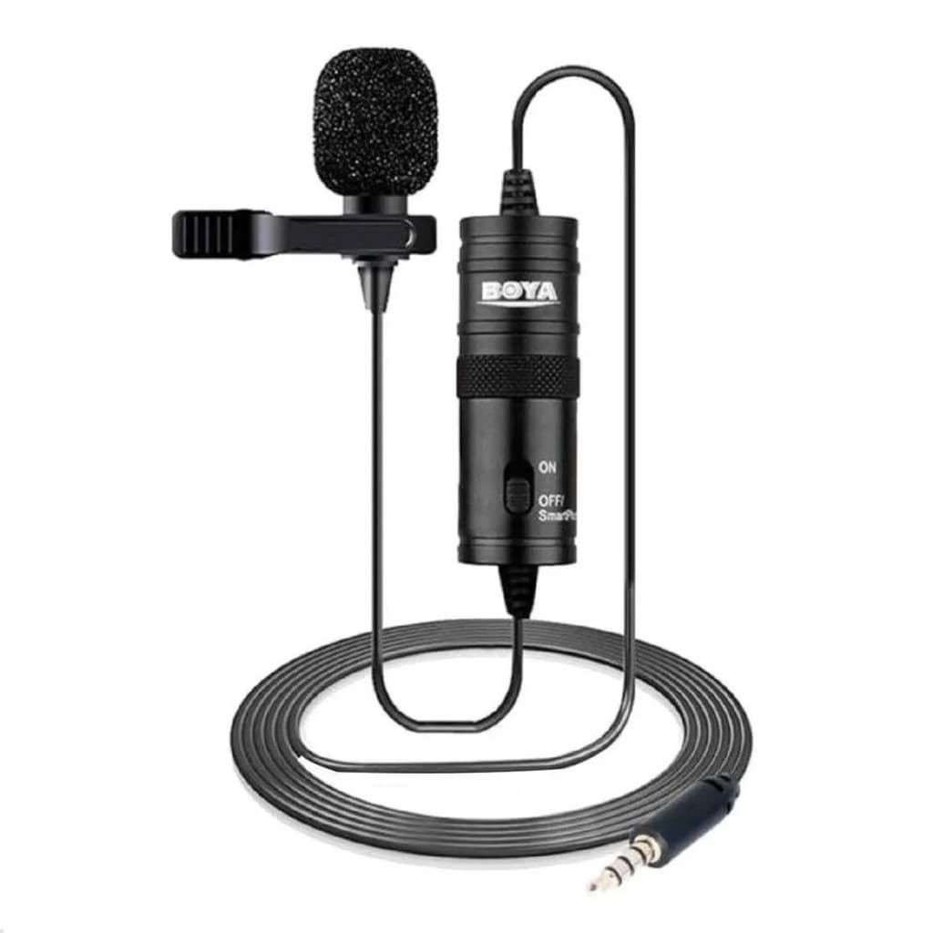Microfone de Lapela BOYA BY-M1 Omnidirecional para Celular, Câmera e PC