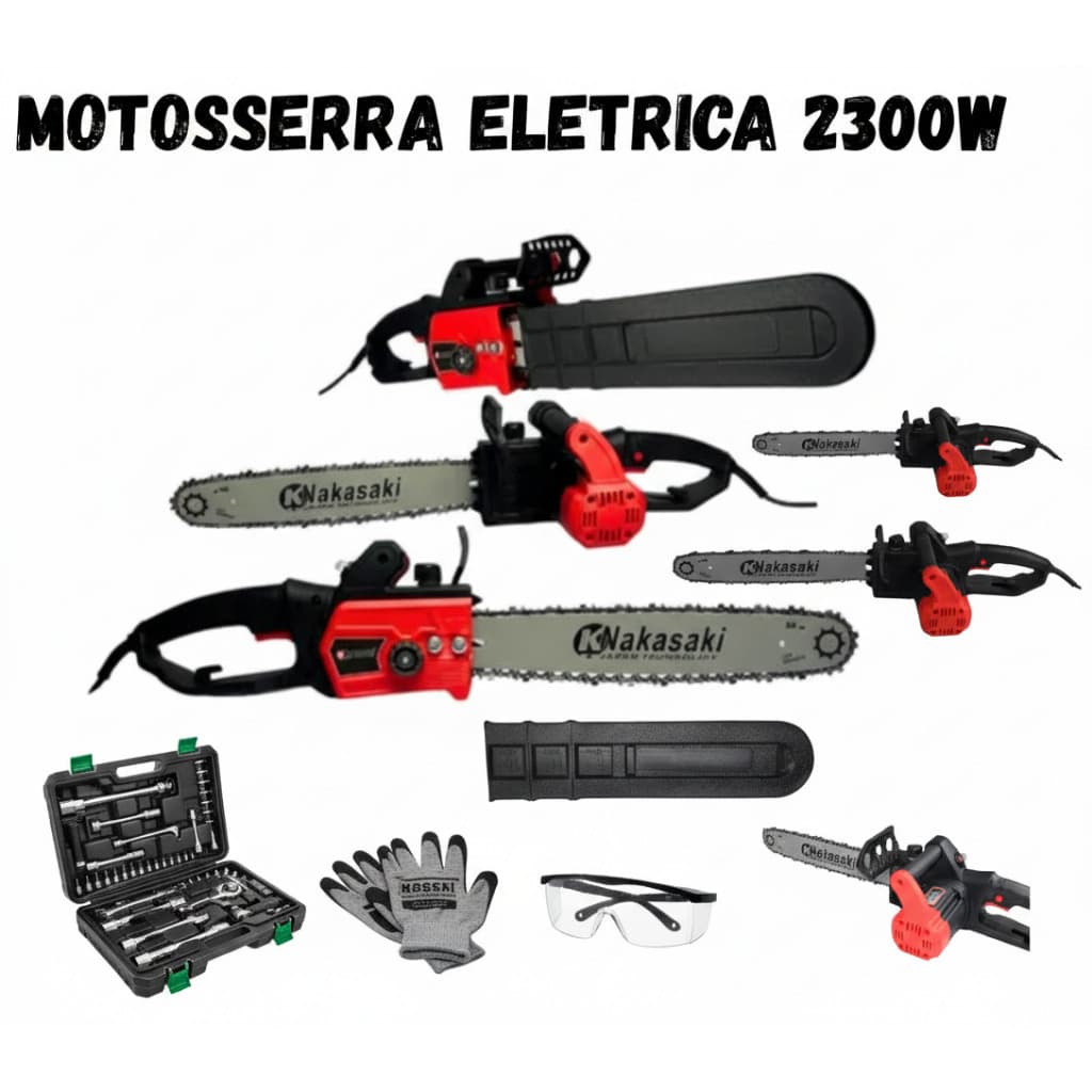 Motosserra Elétrica Profissional 2300W com Maleta – Potente, Segura e a Mais Vendida da Categoria