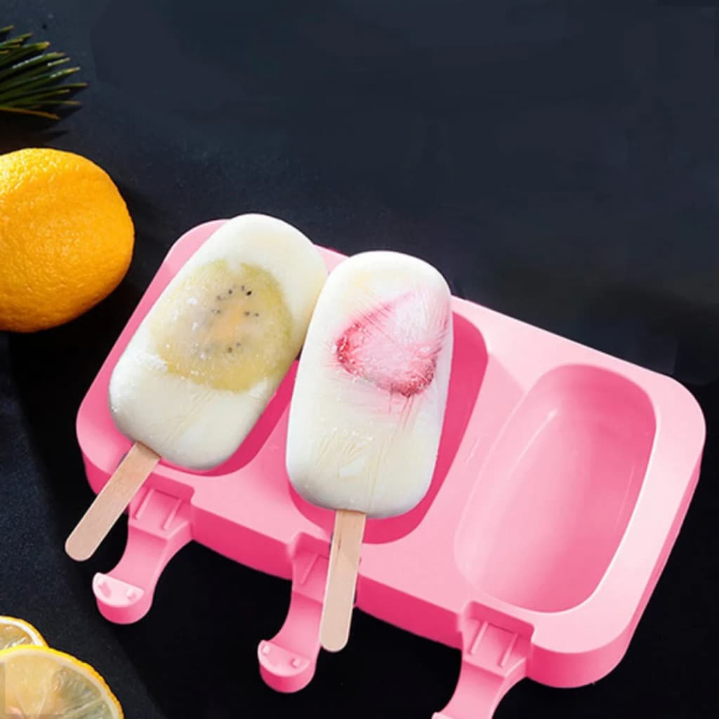 Forma De Picolé Silicone Sorvete Molde Com 50 Palitos + Tampa Peitole Picolé